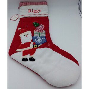 Pottery Barn Kids Riggs Jumbo Stocking Santa Gifts Holiday Quilted 31.5 Inches